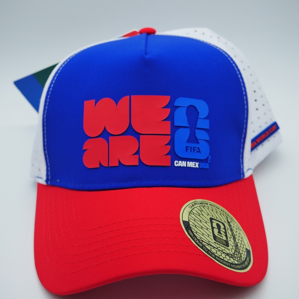 FIFA World Cup 2026 WE ARE 26 Snapback Hat Red White Blue Water Resistant Cap
